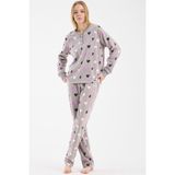 Sementa Kalp Desenli Polar Pijama Takım - Gri