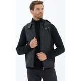 Sementa Kapitone Kapüşonlu Cepli Triko Ceket - Siyah - 3XL
