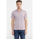 Sementa Kısa Kol Slim Fit Penye Gömlek - Açık Lila - XL