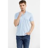 Sementa Kısa Kol Slim Fit Penye Gömlek - Açık Mavi - XL