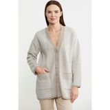 Sementa Oversize Cepli Petek Motifli Triko Ceket - Vizon