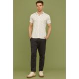 Sementa Slim Fit Baskılı Penye Gömlek - Beyaz - 3XL