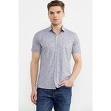 Sementa Slim Fit Baskılı Penye Gömlek - Lila - 3XL