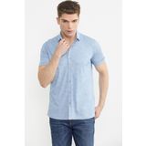 Sementa Slim Fit Baskılı Penye Gömlek - Mavi