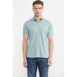 Sementa Slim Fit Baskılı Penye Gömlek - Yeşil - 2XL