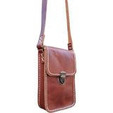 Semiramis Dionysos Ss4 Model El Yapımı Vintage Unisex El Dikişi Crazy Deri Küçük Boy Çanta Telefon Çantası
