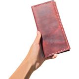 Semiramis Hestia Model El Yapımı Unisex Vintage %100 El Dikişi Bordo Crazy Deri Cüzdan Kartlık
