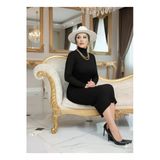 Şems Fashion Fitilli Kumaş Maxi Boy Balıkçı Yaka Kışlık Elbise