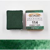 Şemse - 114 Zümrüt Yeşil - El Yapımı Doğal Sulu Boya - Gökkuşağı Serisi - Yarım Tava - Profesyonel