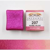 Şemse - 207 Pembe Yaldız - El Yapımı Doğal Sulu Boya - Yaldız Serisi - Yarım Tava - Profesyonel