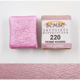 Şemse - 220 Pembe Kuvars - El Yapımı Doğal Sulu Boya - Yaldız Serisi - Yarım Tava - Profesyonel
