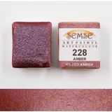 Şemse - 228 Amber - El Yapımı Doğal Sulu Boya - Yaldız Serisi - Yarım Tava - Profesyonel