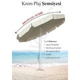 Şemsiye 10 Telli Kalın Polyester Kumaşlı Balkon, Plaj Şemsiyesi (Bidon Hariç) - Krem