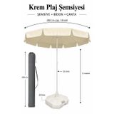 Şemsiye + Bidon + Çanta, Yaz Paketi - 2 Metre Çap Ve 10 Telli Krem Renk Şemsiye