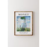 Şemsiyeli Kadın - Claude Monet - Ahşap Desenli Çerçeve, Ceviz, 23 x 32