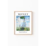 Şemsiyeli Kadın - Claude Monet - Ahşap Desenli Çerçeve, Naturel, 32 x 42