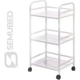 Semubed Cihaz Taşıma Sehpası Setup Masası 3 Raflı Beyaz Tekerlekli Keson
