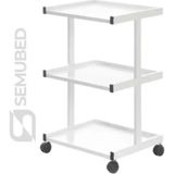 Semubed Hareketli Cihaz Taşıma Sehpası Setup Masası 3 Raflı Beyaz Tekerlekli Keson
