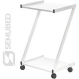 Semubed Z Model Cihaz Taşıma Sehpası Setup Masası 2 Raflı Beyaz Tekerlekli Keson