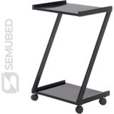 Semubed Z Model Cihaz Taşıma Sehpası Setup Masası 2 Raflı Siyah Tekerlekli Keson