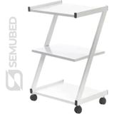 Semubed Z Model Cihaz Taşıma Sehpası Setup Masası 3 Raflı Beyaz Tekerlekli Keson