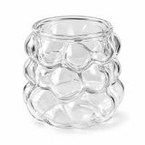 SENA TİCARET Boncuk Şekilli Cam Bardak 350 ml - Borosilikat Cam - Kulpsuz 3D Kabarcıklı Üzüm Tasarım - Soğuk Kahve Çay Latte Meyve Suyu ve İçecek Sunum Bardağı - 1 Adet