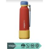 Senacacollection 750ml Düz Desenli Pipetli/Pipetsiz Kullanım İpli El Askılı Kaymaz Tabanlı Paslanmaz Çelik Termos - Kırmızı