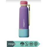 Senacacollection 750ml Düz Desenli Pipetli/Pipetsiz Kullanım İpli El Askılı Kaymaz Tabanlı Paslanmaz Çelik Termos - Mor