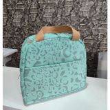 Senacacollection Leopar Desenli Kadife Isı Yalıtımlı Beslenme Çantası 23,5X21 cm - Mavi