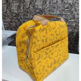 Senacacollection Leopar Desenli Kadife Isı Yalıtımlı Beslenme Çantası 23,5X21 cm - Sarı