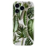 Senada Apple iPhone 17 Pro Korumalı ile Uyumlu Kılıf Dekoratif Silikon Baskılı Kapak 4D Yeşil Yapraklar