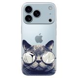 Senada Apple iPhone 17 Pro Korumalı ile Uyumlu Kılıf Dekoratif Silikon Baskılı Kapak Cix Kedi