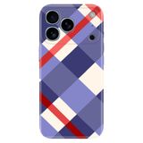 Senada Apple iPhone 17 Pro Korumalı ile Uyumlu Kılıf Dekoratif Silikon Baskılı Kapak Mavi Ekose