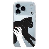 Senada Apple iPhone 17 Pro Korumalı ile Uyumlu Kılıf Dekoratif Silikon Baskılı Kapak Sanat Kedi