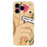 Senada Apple iPhone 17 Pro Korumalı ile Uyumlu Kılıf Dekoratif Silikon Baskılı Kapak Shut Up