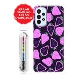 Senada Galaxy A13 A33 5G A54 M14 A72 A73 İle Uyumlu Kılıf Resimli Silikon Kapak Mor Çilek