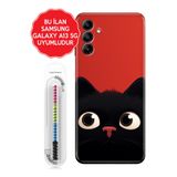 Senada Galaxy A13 A33 5G A54 M14 A72 A73 İle Uyumlu Kılıf Silikon Kapak Cat Red