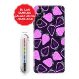 Senada Galaxy A13 A33 5G A54 M14 A72 A73 İle Uyumlu Kılıf Silikon Kapak Mor Çilek