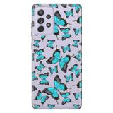 Senada Galaxy A13 İle Uyumlu Kılıf 0.4Mm Lazer Kesim Silikon Kapak Mavi Kelebek