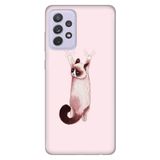 Senada Galaxy A13 İle Uyumlu Kılıf 0.4Mm Lazer Kesim Silikon Kapak Siyam Kedi