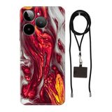 Senada General Mobile Era 30 İle Uyumlu Kılıf Red Marbles Silikon İpli Boyun Askı Aparatlı