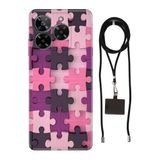 Senada General Mobile Era 50 İle Uyumlu Kılıf Desenli Puzzle Silikon İpli Boyun Askı Aparatlı