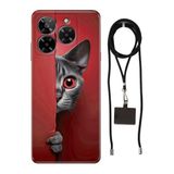 Senada General Mobile Era 50 İle Uyumlu Kılıf Desenli Red Cat Silikon İpli Boyun Askı Aparatlı