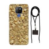 Senada General Mobile Gm 20 İle Uyumlu Kılıf Gold Yaprak Desenli Silikon İpli Boyun Askı Aparatı