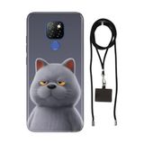 Senada General Mobile Gm 20 İle Uyumlu Kılıf Uykulu Kedi Desenli Silikon İpli Boyun Askı Aparatı