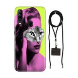 Senada General Mobile Gm 20 Pro İle Uyumlu Kılıf Cat Face Desenli Silikon İpli Boyun Askı Aparatı