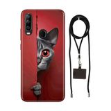 Senada General Mobile Gm 20 Pro İle Uyumlu Kılıf Red Cat Desenli Silikon İpli Boyun Askı Aparatı