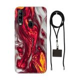 Senada General Mobile Gm 20 Pro İle Uyumlu Kılıf Red Marbles Desenli Silikon İpli Boyun Askı Aparatı