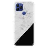 Senada General Mobile Gm 21 İle Uyumlu Kılıf 0.4Mm Lazer Kesim Silikon Kapak Siyah Beyaz Mermer