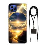 Senada General Mobile Gm 21 İle Uyumlu Kılıf Güneşin Dansı Desenli Silikon İpli Boyun Askı Aparatı